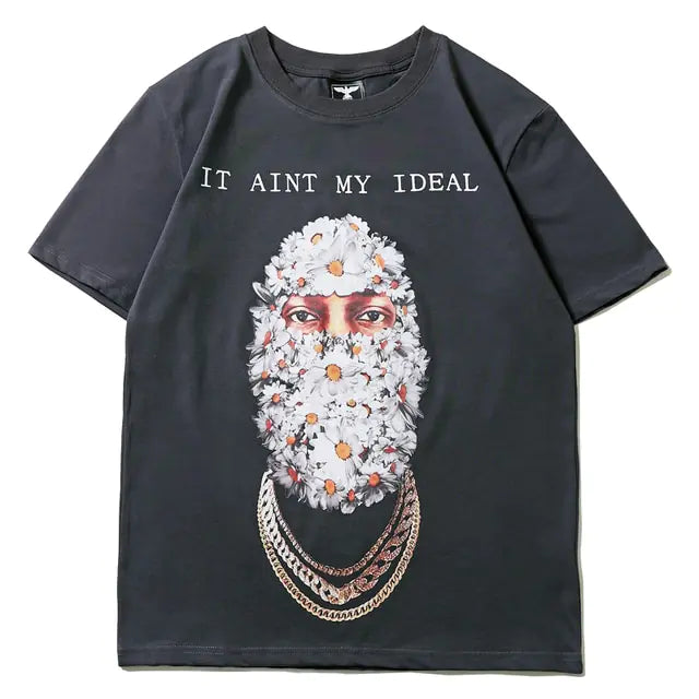 Hip Hop Flower Mask Men's T-shirt Express Your Style with Confidence
