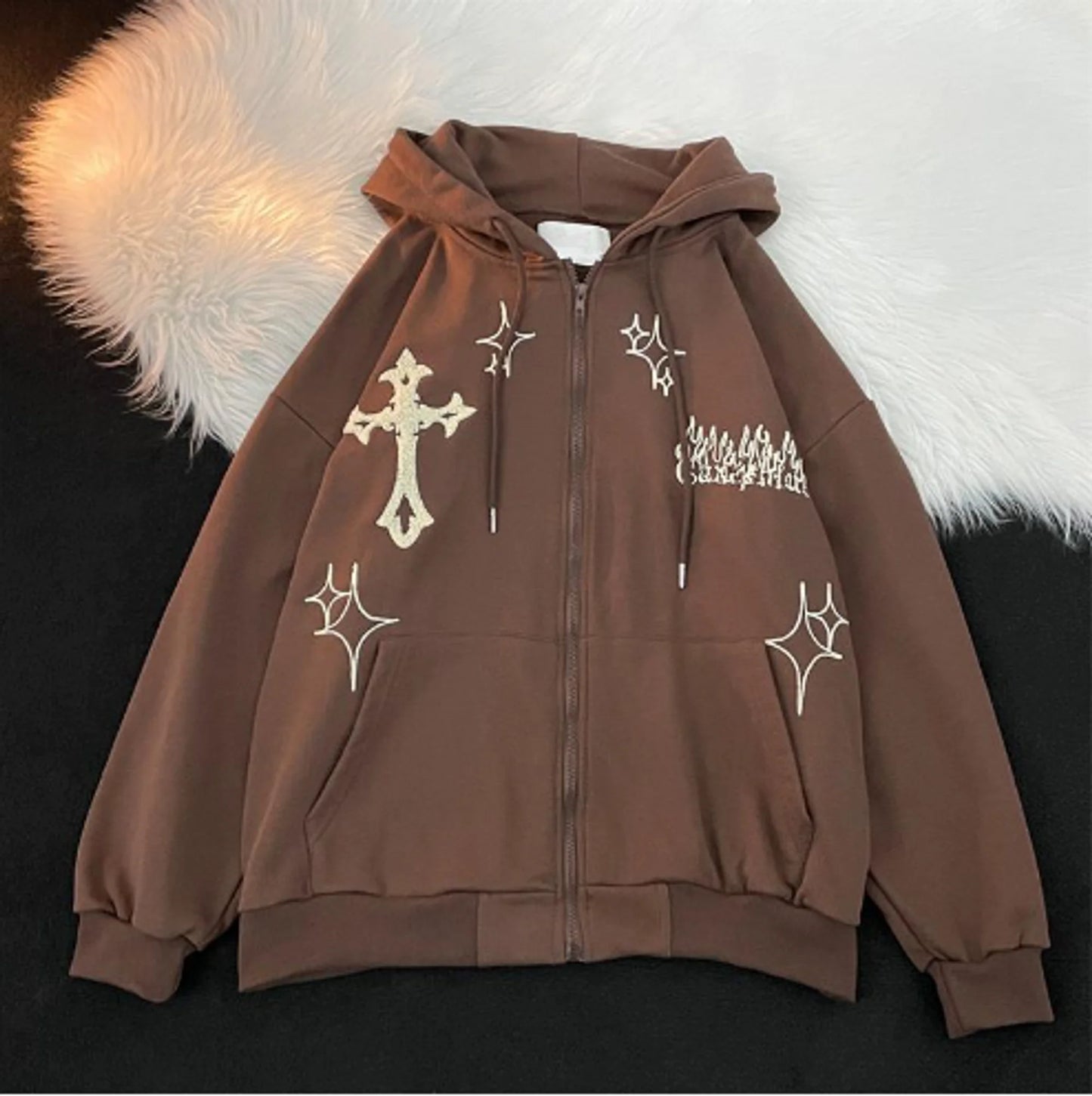 Vintage geborduurde hoodies
