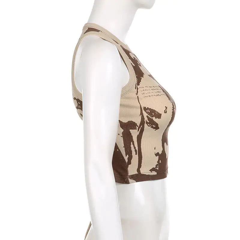 Just Face It Grafische Print Open Rug Tanktop