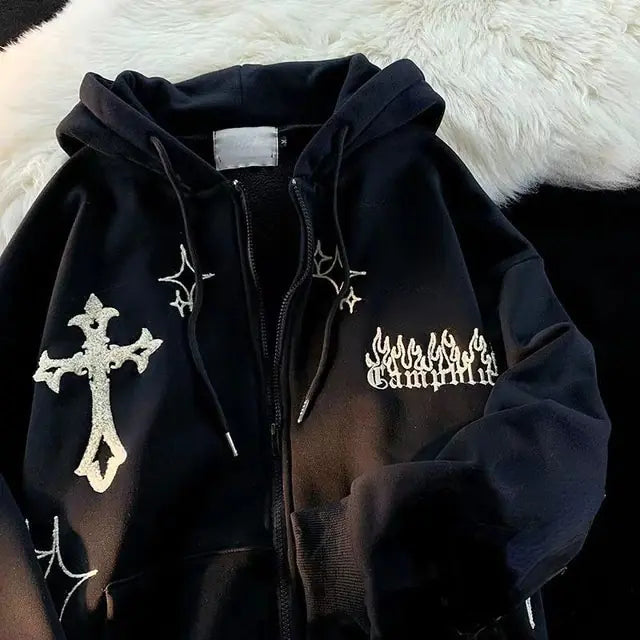 Vintage geborduurde hoodies