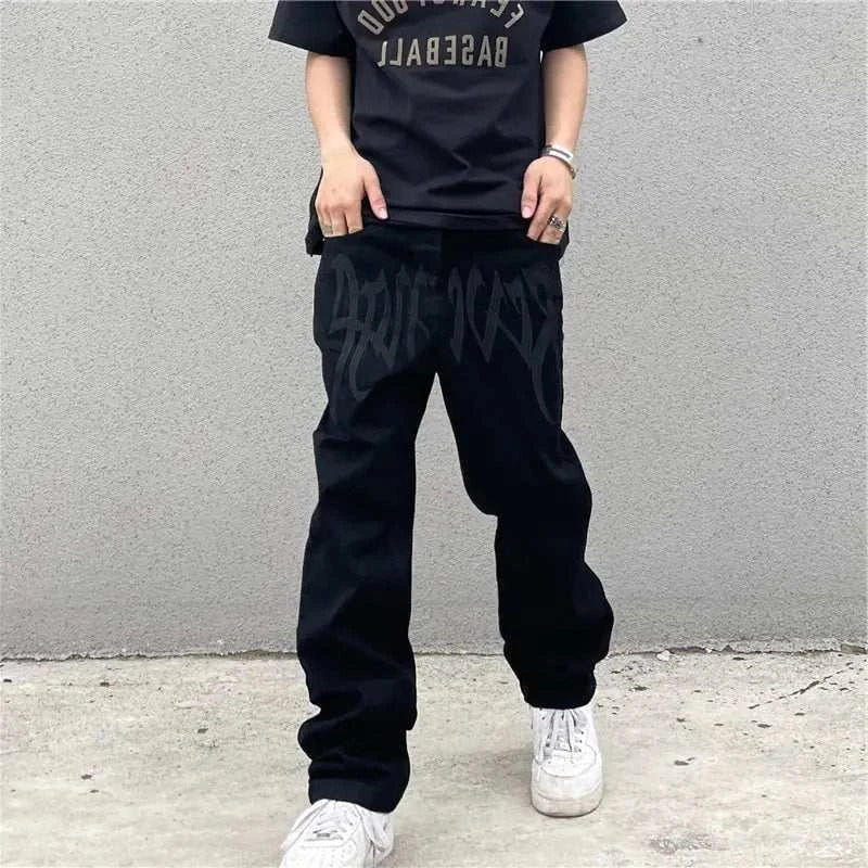 Men's Loose Black Street Jeans: Casual, Stylish, and Comfortable Fit