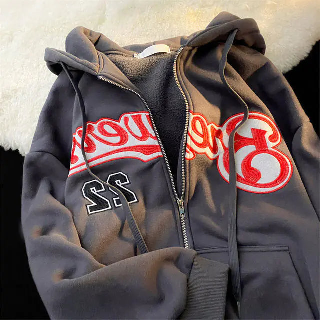 Vintage geborduurde hoodies