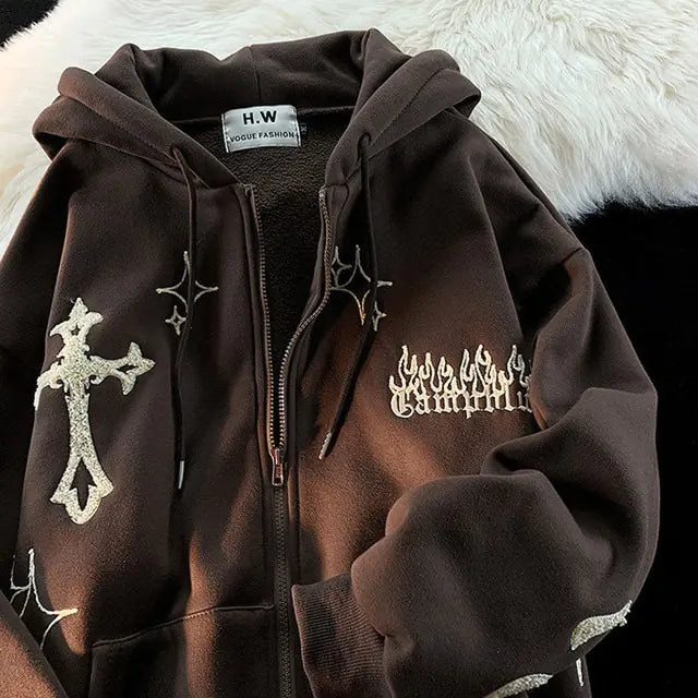 Vintage geborduurde hoodies