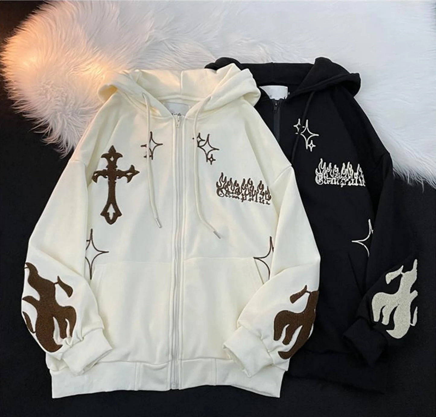 Vintage geborduurde hoodies