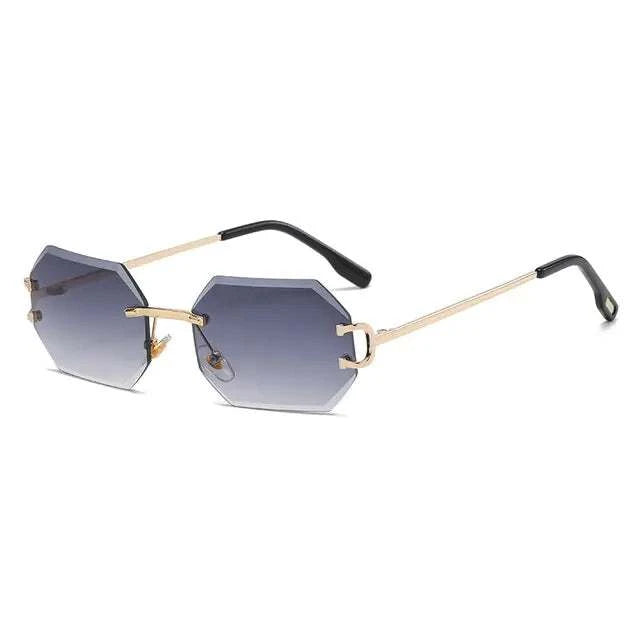 Men Rimless Octagonal Vintage Shades The rimless design adds a modern