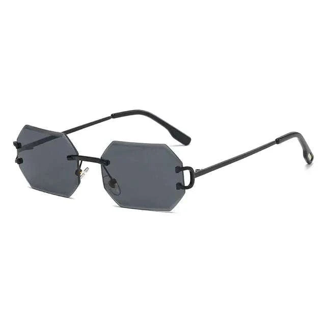 Men Rimless Octagonal Vintage Shades The rimless design adds a modern
