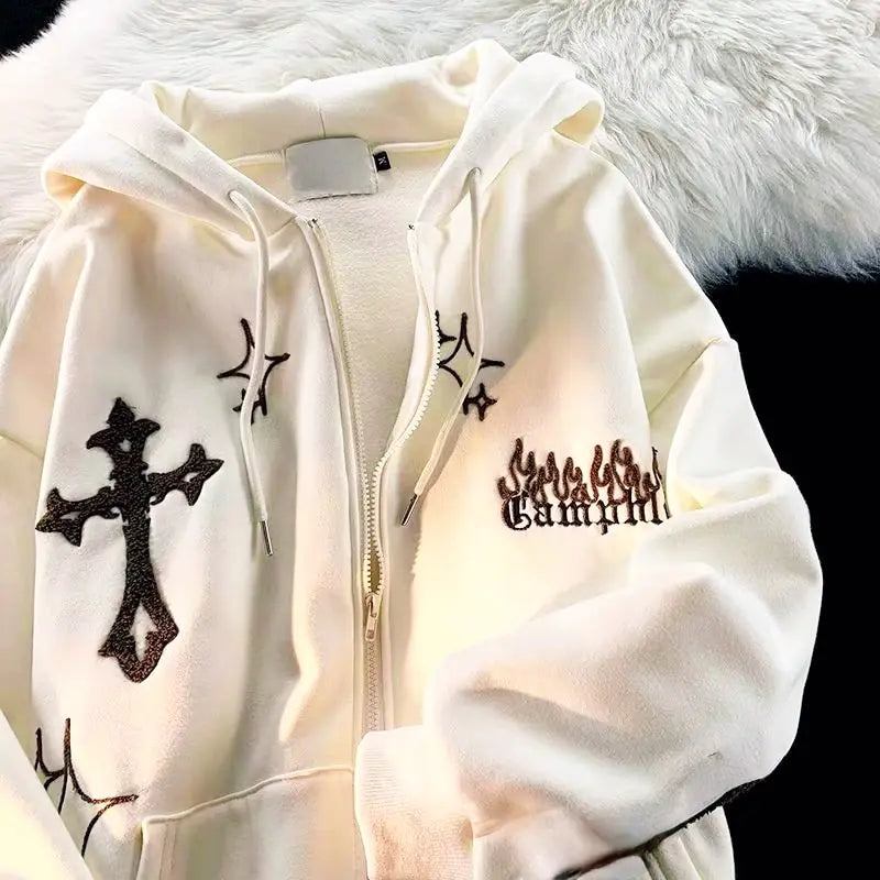 Vintage geborduurde hoodies