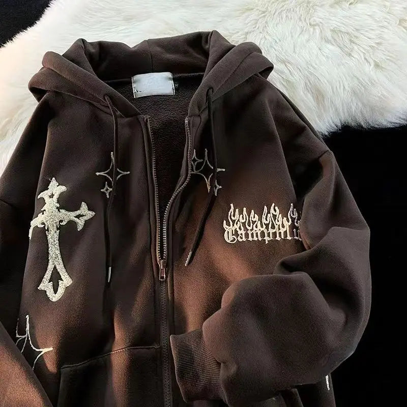 Vintage geborduurde hoodies