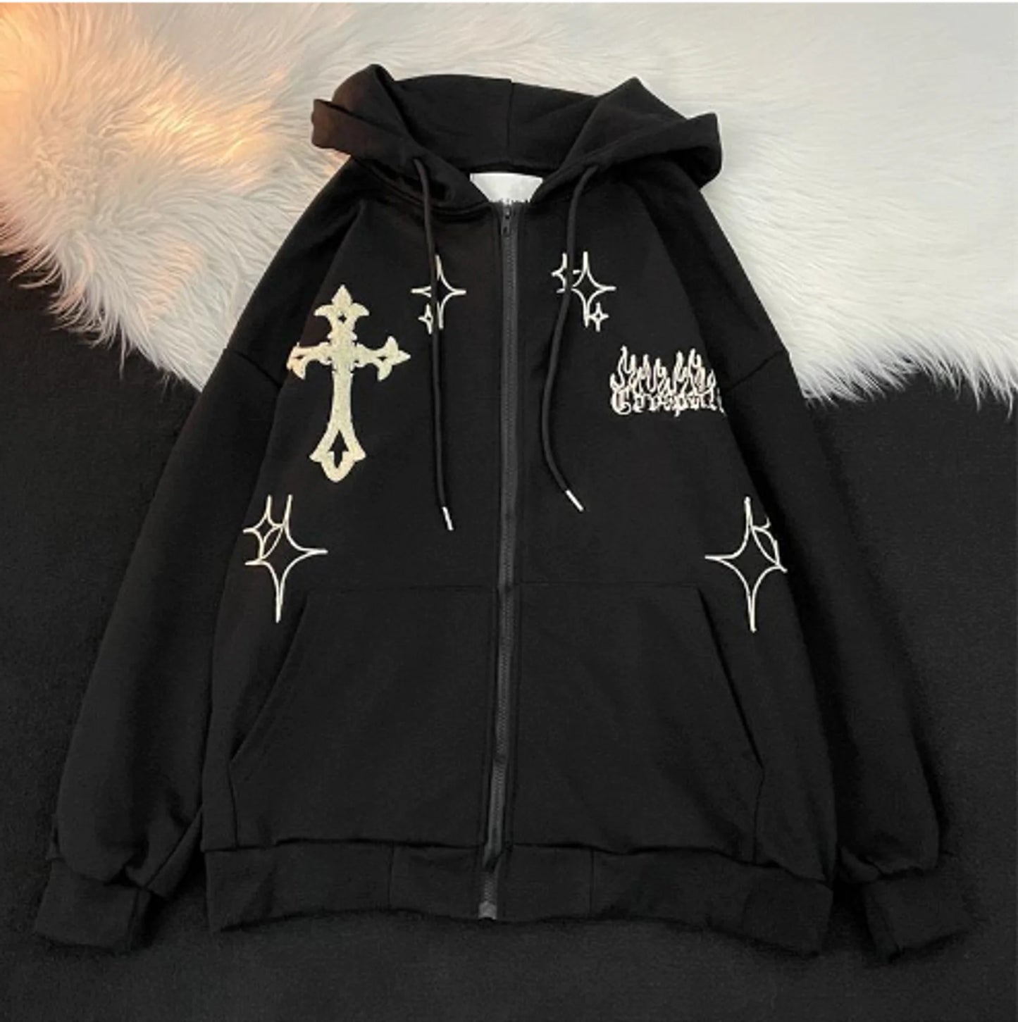 Vintage geborduurde hoodies