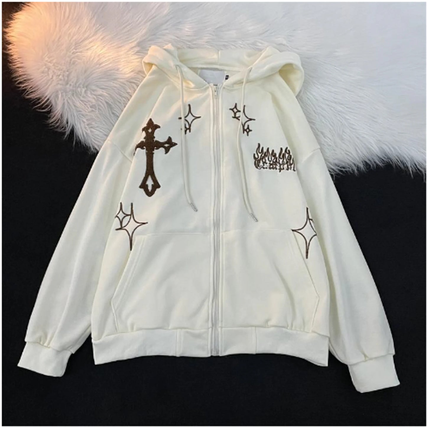 Vintage geborduurde hoodies