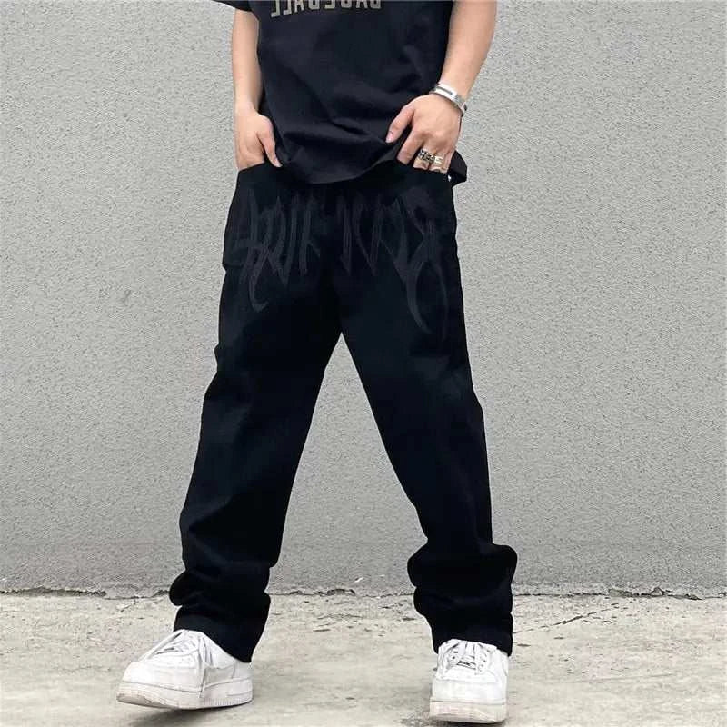 Men's Loose Black Street Jeans: Casual, Stylish, and Comfortable Fit