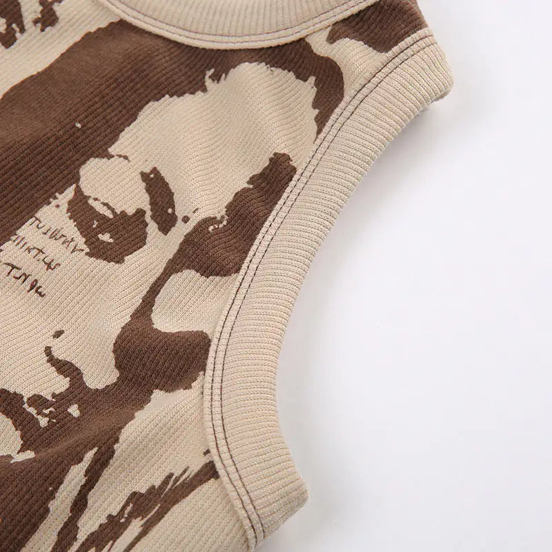 Just Face It Grafische Print Open Rug Tanktop