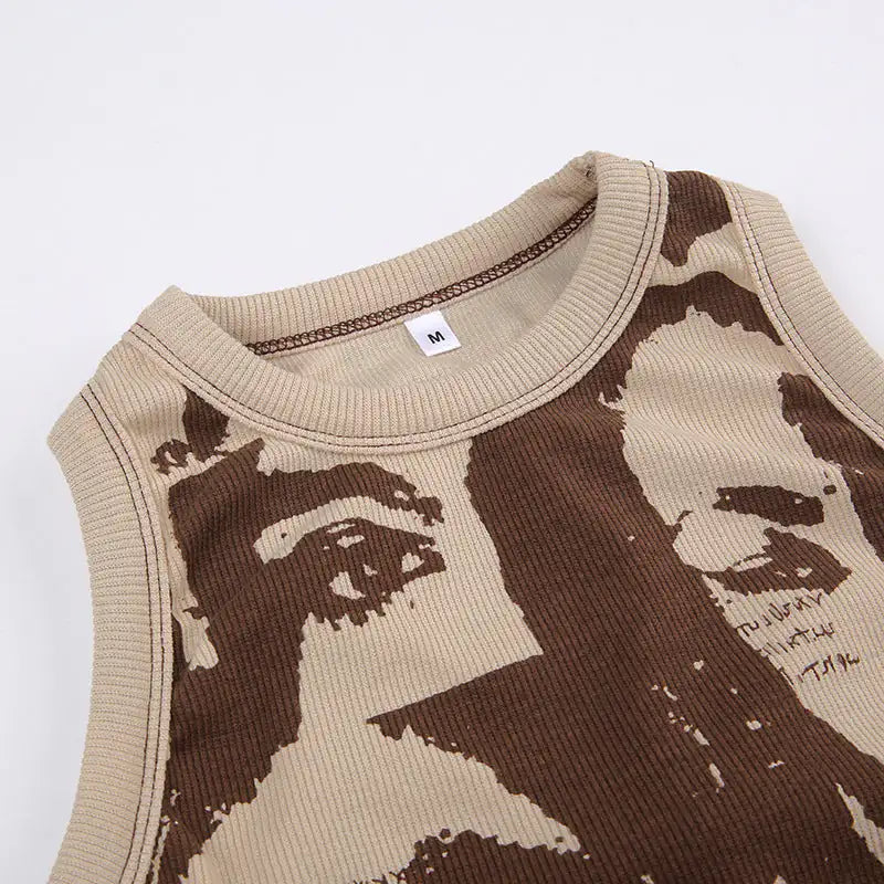 Just Face It Grafische Print Open Rug Tanktop