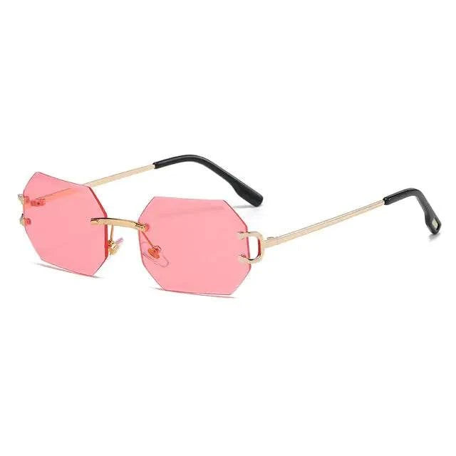 Men Rimless Octagonal Vintage Shades The rimless design adds a modern