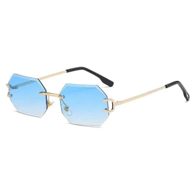 Men Rimless Octagonal Vintage Shades The rimless design adds a modern