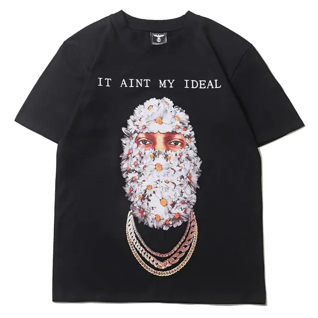 Hip Hop Flower Mask Men's T-shirt Express Your Style with Confidence