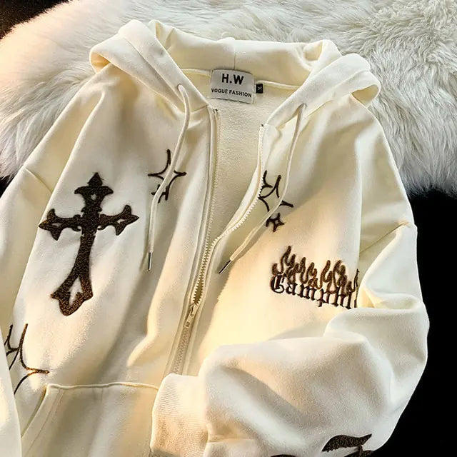 Vintage geborduurde hoodies
