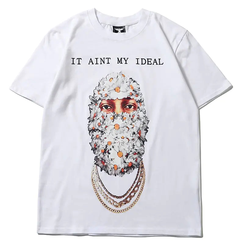 Hip Hop Flower Mask Men's T-shirt Express Your Style with Confidence