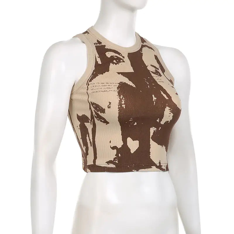 Just Face It Grafische Print Open Rug Tanktop