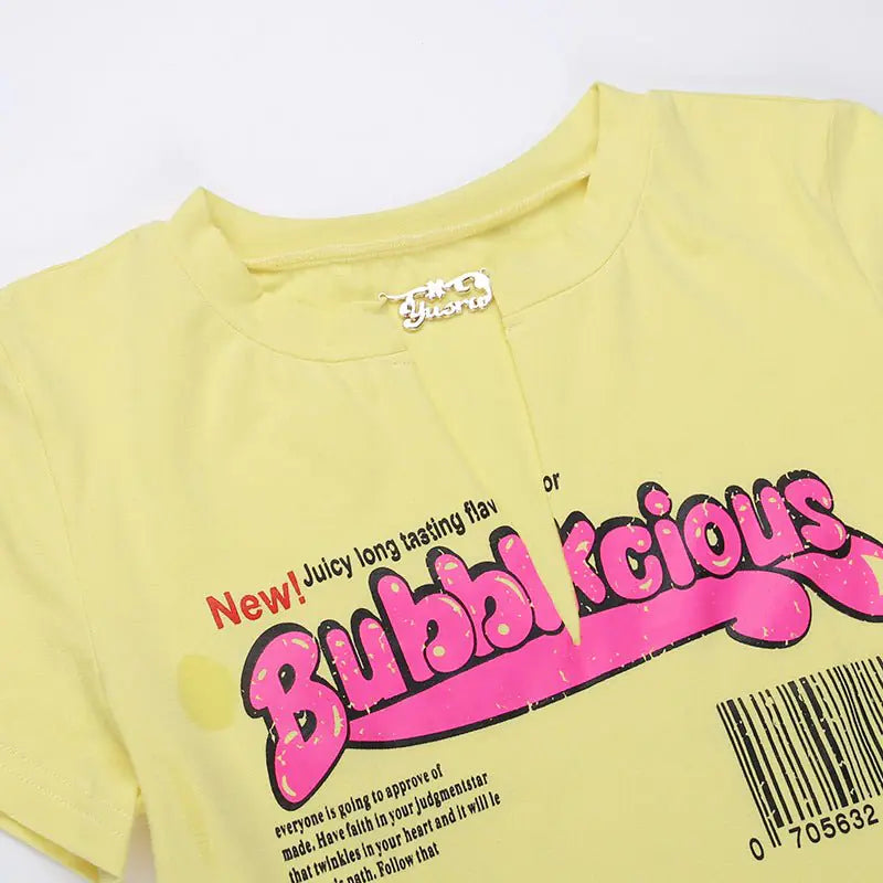 Bubblicious Grafisch Cropped T-shirt