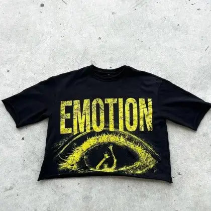 Cropped Mixed Emotion Grafisch T-shirt