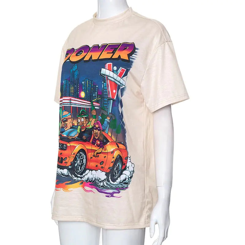 Looner Grafisch Oversized Band T-shirt