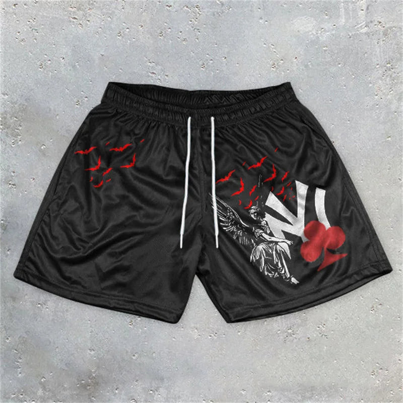 Graphic Letter Print Gym Shorts