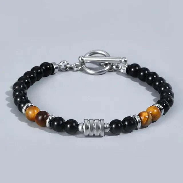 Stylish and durable bracelet with genuine natural eye beads for men.