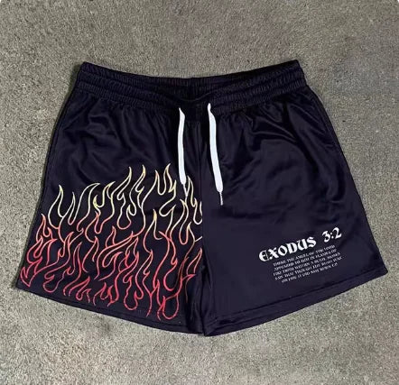 Chique stijlvolle Y2K grafische letterprint gymshorts voor heren Snel drogende ademende shorts met zakken Casual workout fitness hardlopen