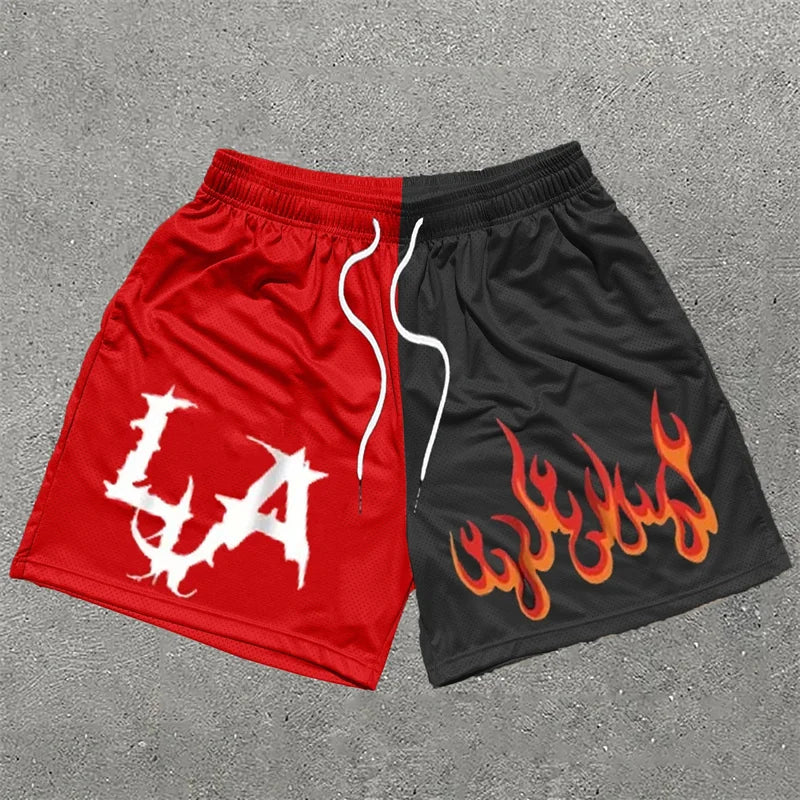 Graphic Letter Print Gym Shorts