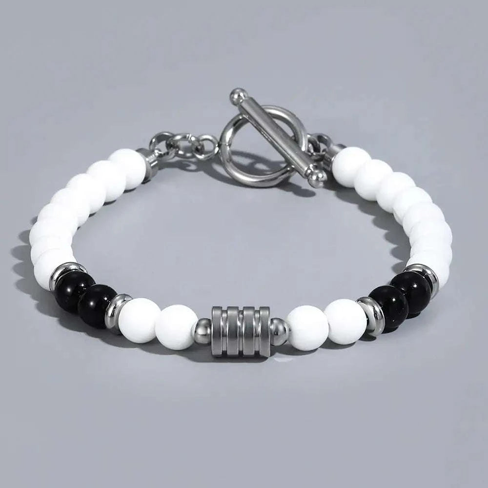 Stylish and durable bracelet with genuine natural eye beads for men.