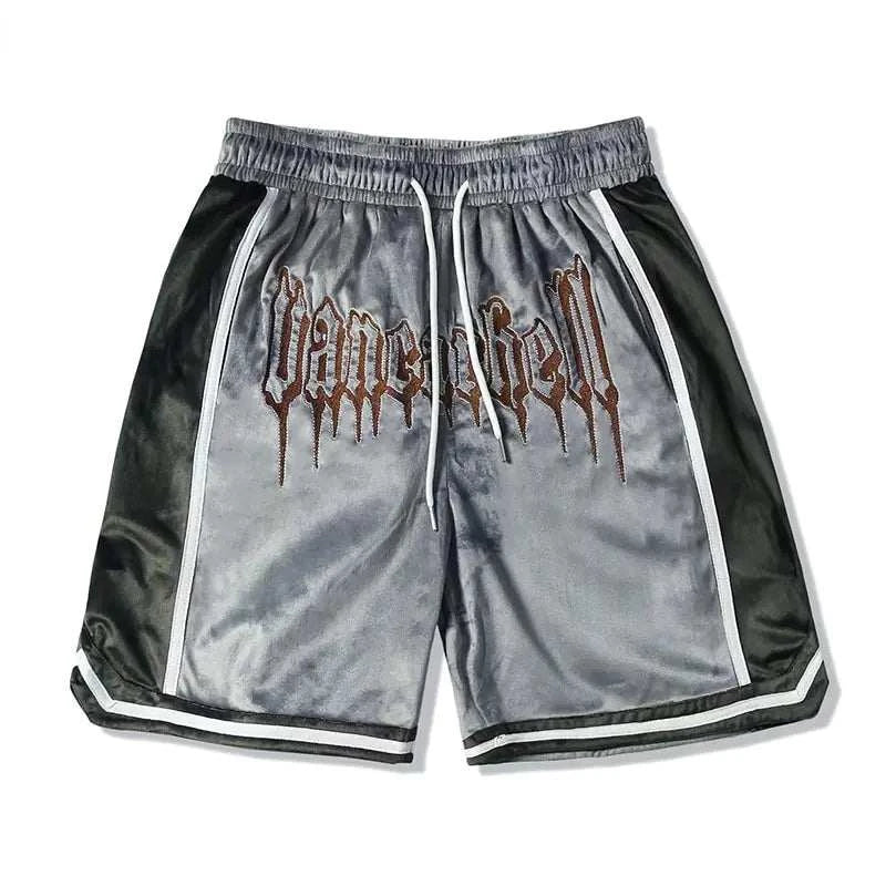 Hip Hop Velvet Embroidered High Street Shorts! Crafted with a fusion 