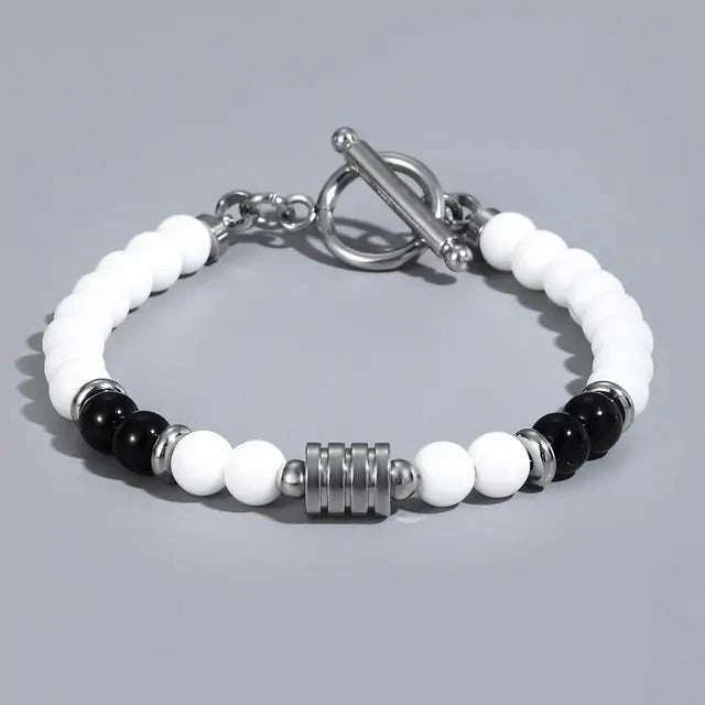 Stylish and durable bracelet with genuine natural eye beads for men.