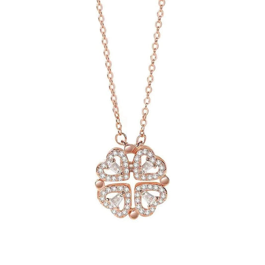 Charming double-wear necklace featuring lucky four-leaf clover design