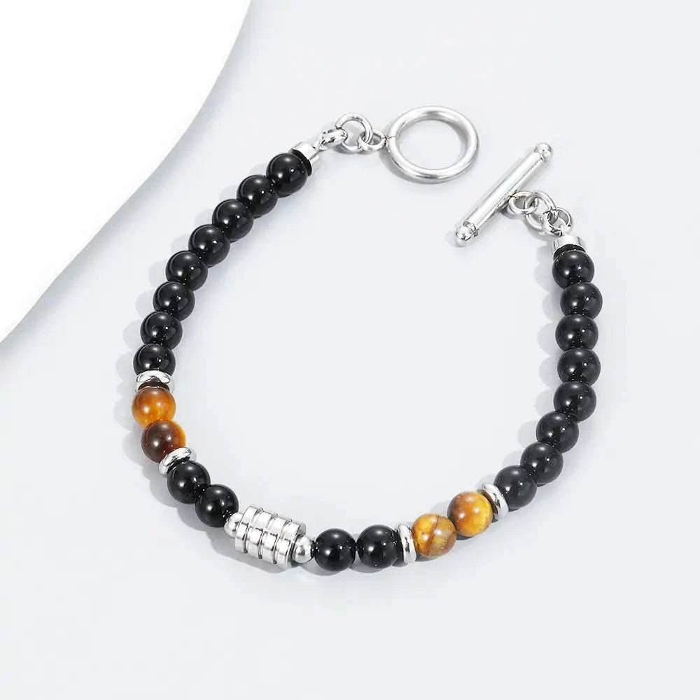 Stylish and durable bracelet with genuine natural eye beads for men.