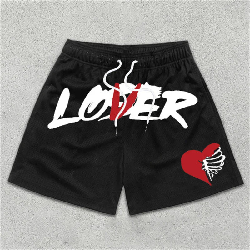 Graphic Letter Print Gym Shorts