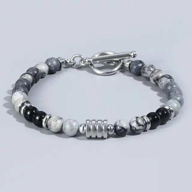 Stylish and durable bracelet with genuine natural eye beads for men.