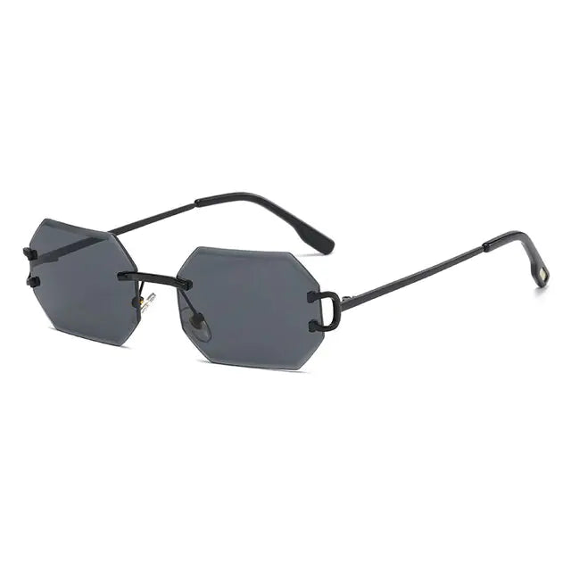 Men Rimless Octagonal Vintage Shades