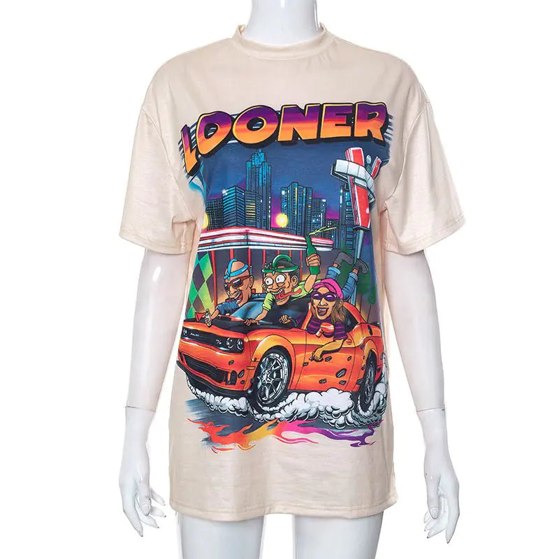 Looner Grafisch Oversized Band T-shirt