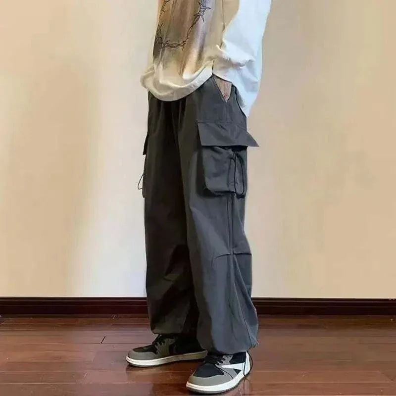 Trendy cargo pants for men, designed for a stylish streetwear look.