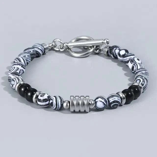 Stylish and durable bracelet with genuine natural eye beads for men.