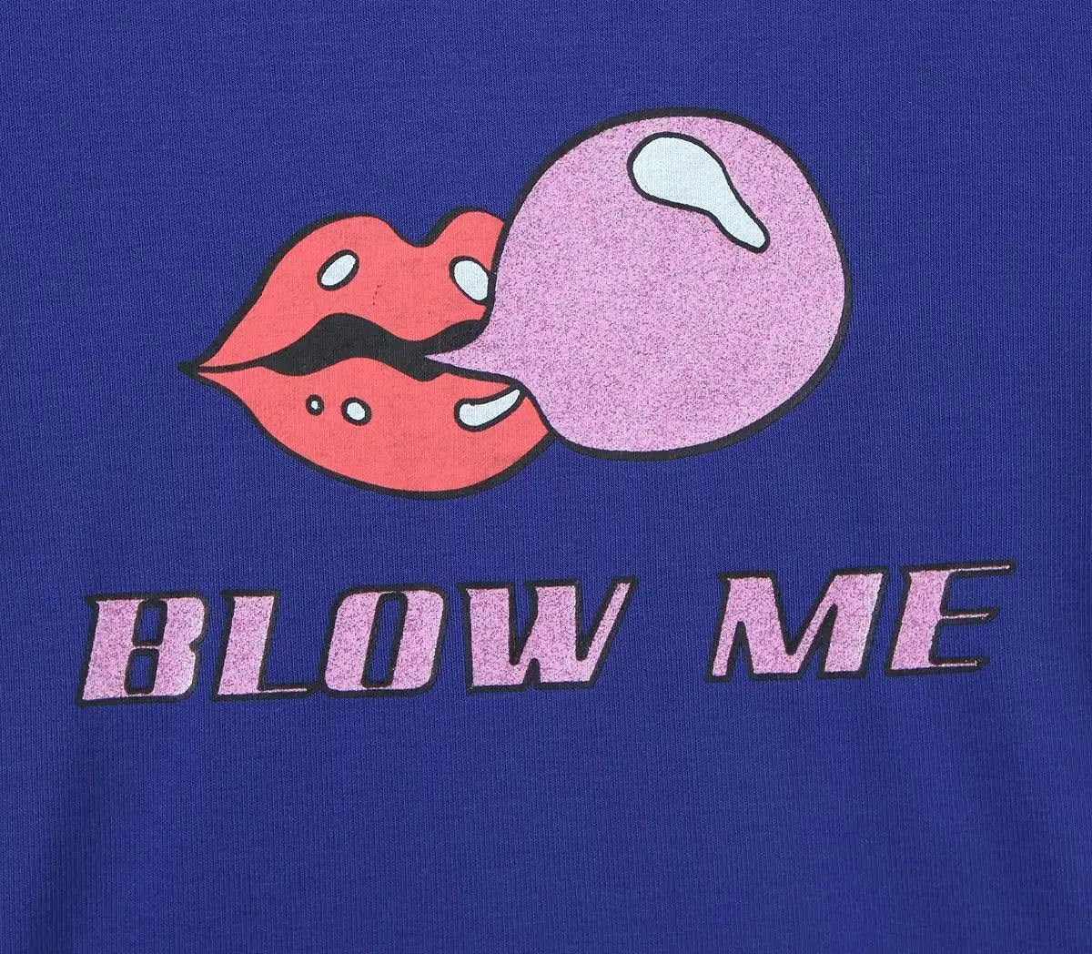 Blow Me Graphic Ringer Cropped Tee