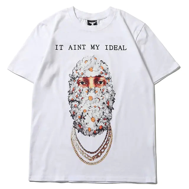 Hip Hop Flower Mask Heren T-shirt