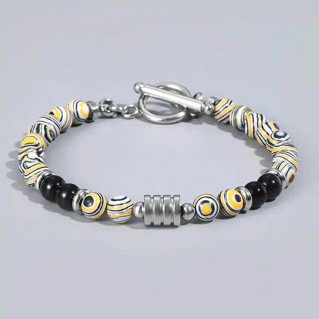 Stylish and durable bracelet with genuine natural eye beads for men.