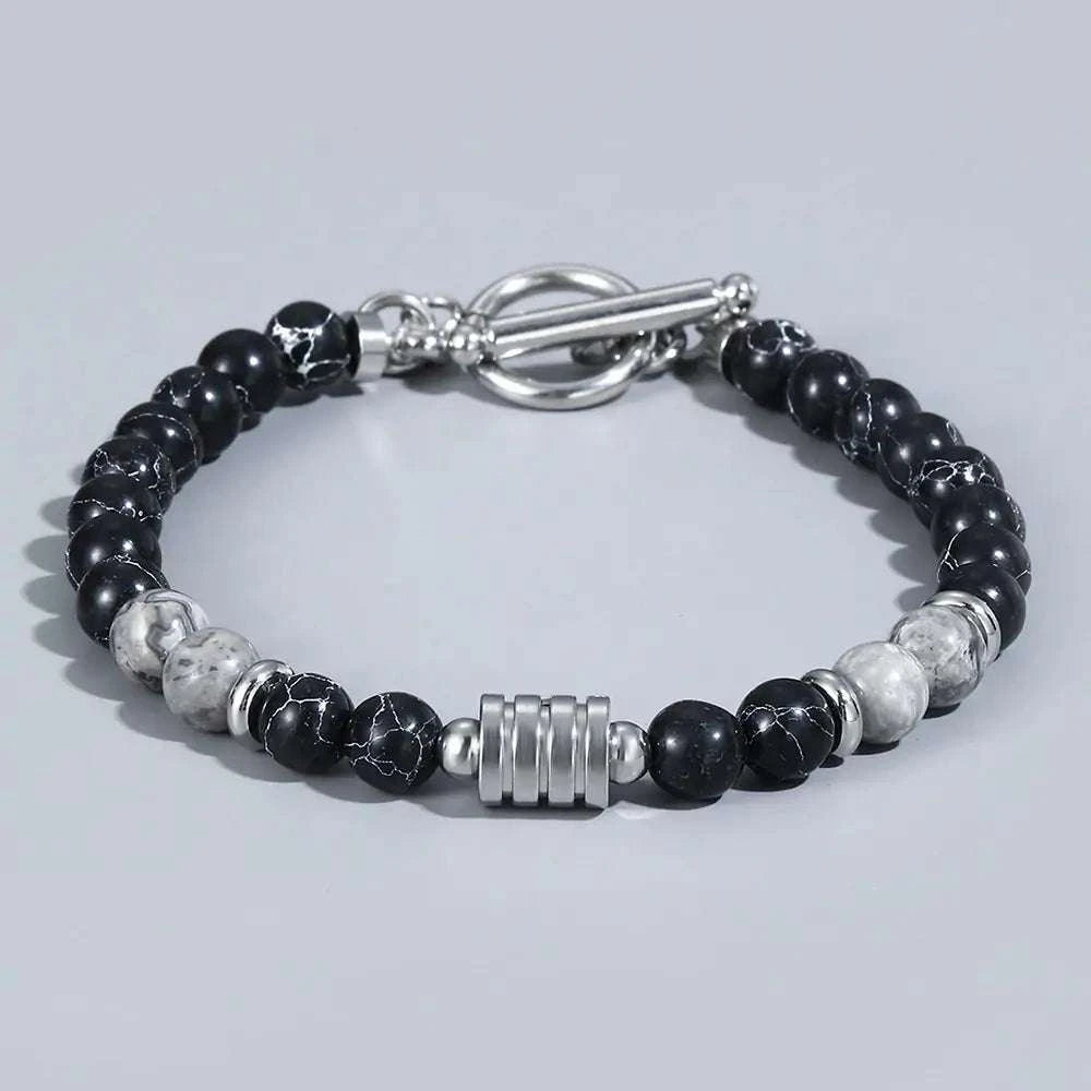 Stylish and durable bracelet with genuine natural eye beads for men.